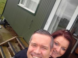 Happy couple at our cabin