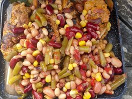 A hot meal that was delicious for camping.