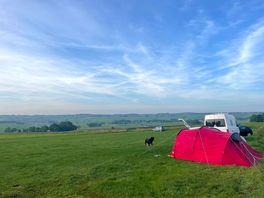 Our tent showing how much space we had ! and look at the view