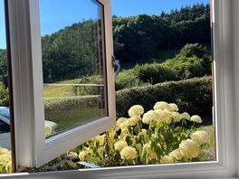 Beauitiful view from the back of the pod out of the window by the double bed.