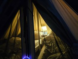 Our tent at night...