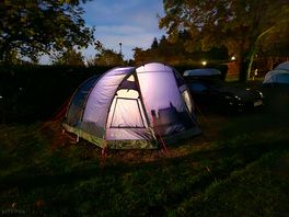 Our pitch on orchard tucked under the apple trees
