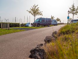 Pitches overlooking the marina