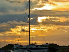 Sunset at the boatyard behind the site