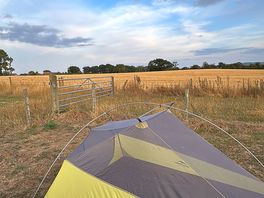 Tent on the corner of the paddock