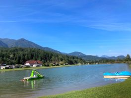 Small lake with option to rent pedals and paddle boards