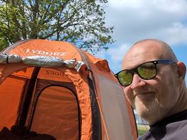 My new inflatable tent, perfect place to test it