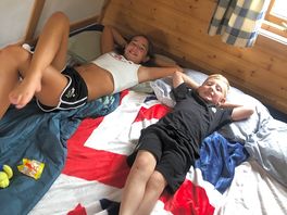Chilling on our beds