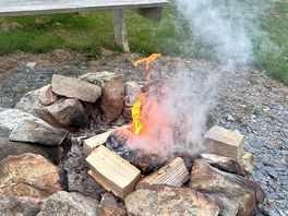 Fire pit with the rabbits