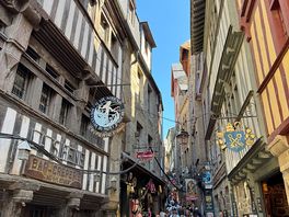 A little medieval village at the foot of the mont st michel church