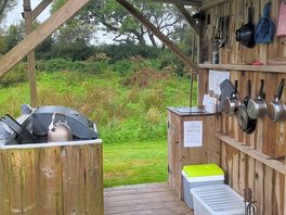 Covered kitchen made it easy to still make dinner in the rain!