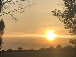 Sunset walk on footpath