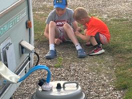 The boys love to explore the site and explore different insects
