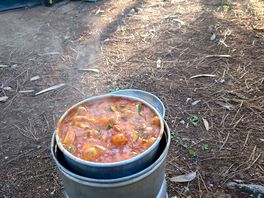 Camp cooking.