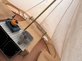 Inside the bell tent