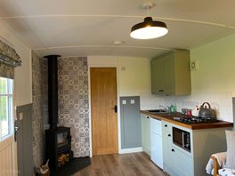 Inside shepherds hut