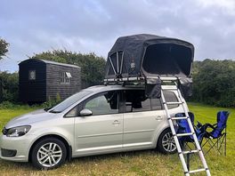 Roof tent setup for the night