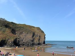 Llangrannog beach on a sunday