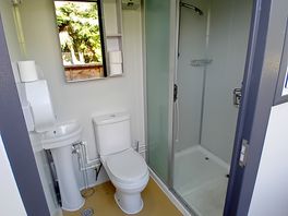 Clean facilities but no hand soap or way of drying them.