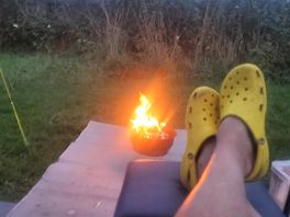 Warming my feet!
