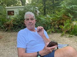 Hubby relaxing on pitch
