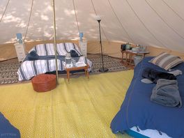 Inside our bell tent.