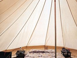 Inside tent