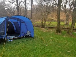 Our tent next to the stream.
