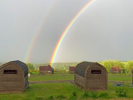View of rainbow from cabin