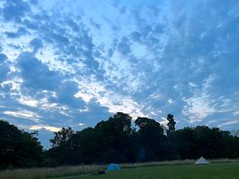 Evening skies over garden cottage campsite