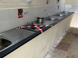 In this washing up area.
