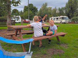 Picnic tables on site for dinner