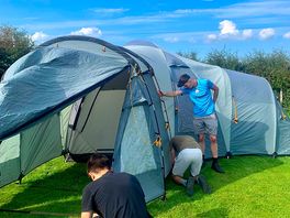 Putting up the tent