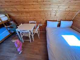 Inside the pod we paid for bedding