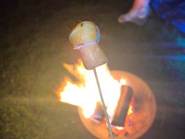 Toasting marshmallows.