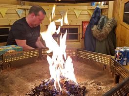 Getting fire ready for the eveing in the hobbit hut
