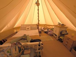 Inside the bumblebee bell tent