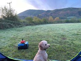 Campsite photo. the hills in the distance we walked up from the site