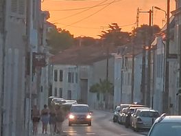 Sunset in street in the town