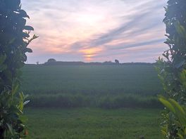 Beautiful sunset view across the fields behind our pitch