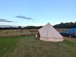 Our bell tent looking out over the neighbouring field
