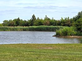 View over fields to lakean