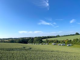 View over Brocklands Farm Caravan site from field
