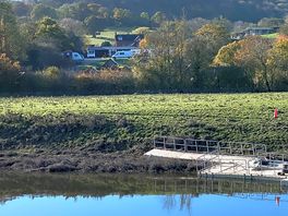 View from river looking back at sie