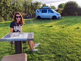 Enjoying a drink in the sunset