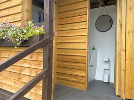 Two toilets, two showers