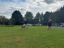Green area at bottom of campsite great for football or racket games