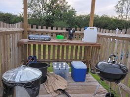 Washing up area in yurt