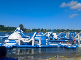 Aqua park on the lake
