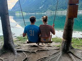 Lovely swing overlooking the lake.